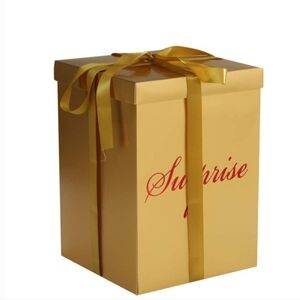 Gold Gift Box with Ribbon - "Surprise Decor"